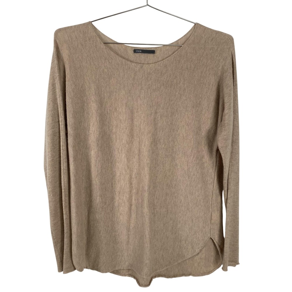 Vince Sweater Womens Large Wool Cashmere Blen Beige‎ Oatmeal LongSleeve Pullover